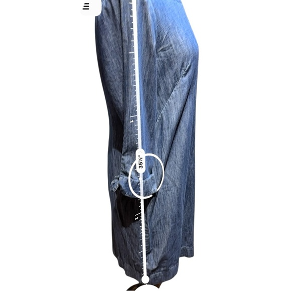 NWT Talbots Denim Dress Size 8 Back Zip Bow Cuff 3/4 Sleeve Jewel Neck - Picture 5 of 8